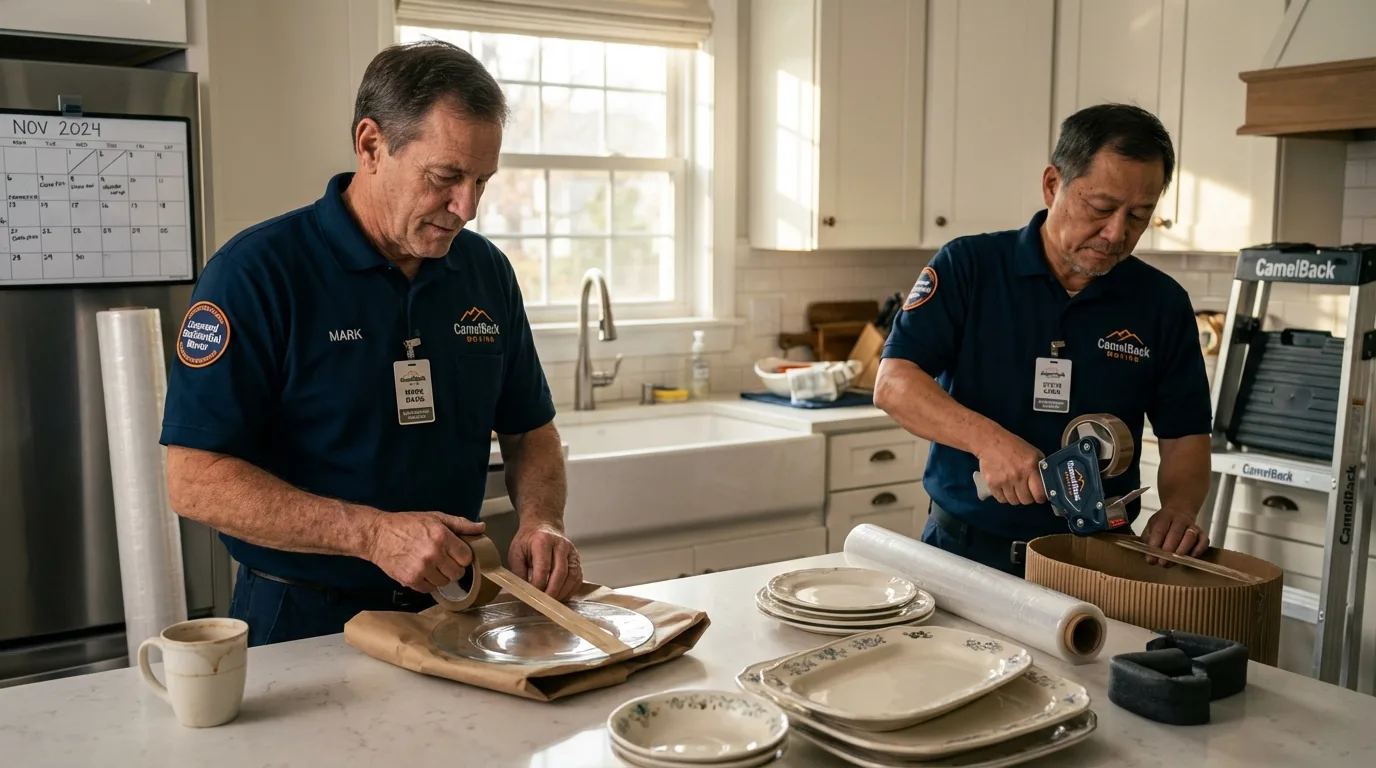 Professional crew packing kitchen dishware in Bylas, AZ